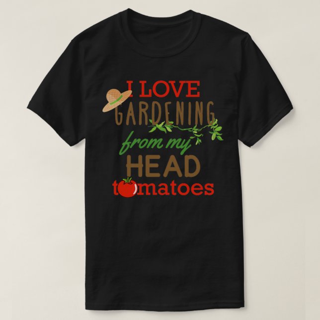 Camiseta Adoro Jardinagem De Tomates De Cabeça Clássica (Frente do Design)