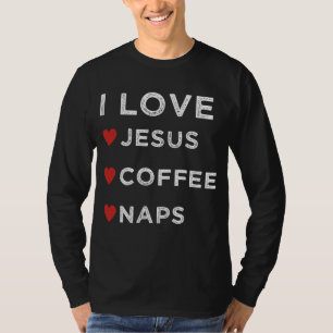 Camiseta Adoro Jesus, Café e Nozes Religiosas Cristãs
