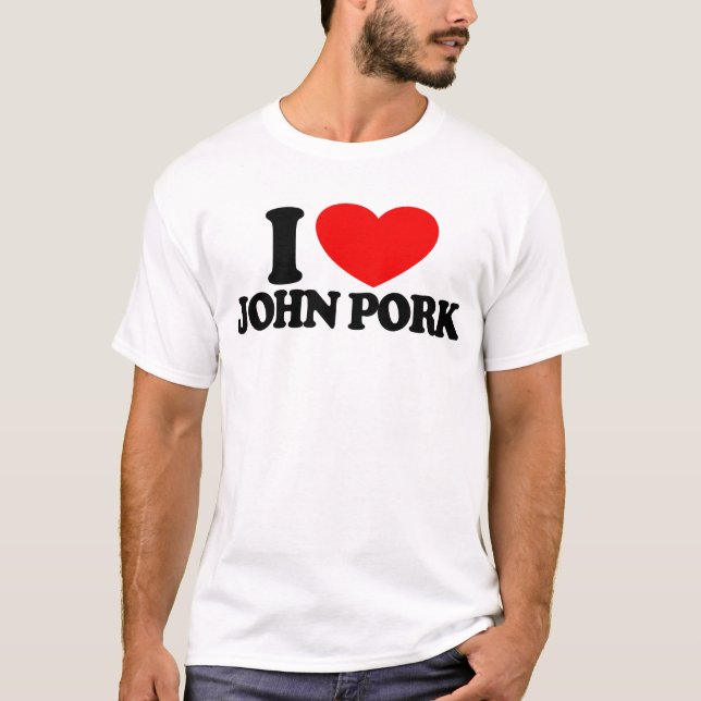 Camiseta Adoro John Pork Red Heart John Pork Meme (Frente)