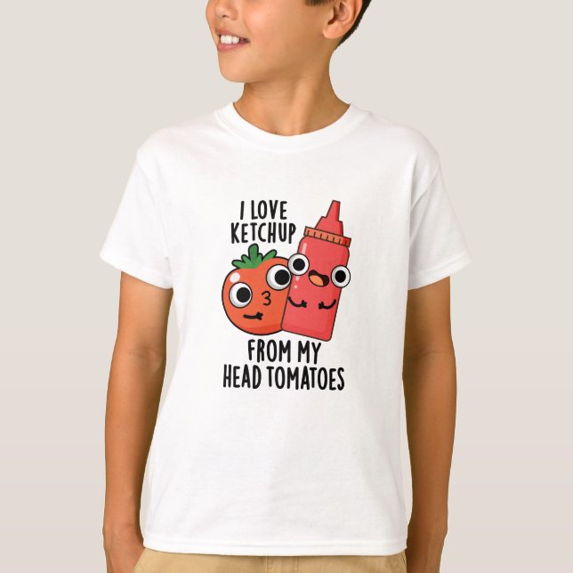 Camiseta Adoro Ketchup Da Minha Cabeça Tomates Comida Pun (Frente)