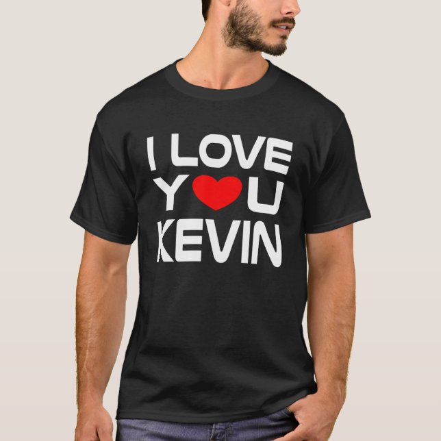 Camiseta Adoro Kevin Red Heart para dizer Querida que te am (Frente)