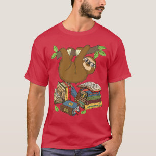 Camiseta Adoro livros Chibi Anime Sloth Book Lover