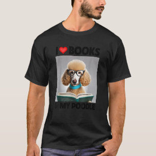 Camiseta Adoro Livros e Meu Poodle Leitura Padrão Cachorro 