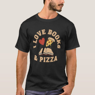 Camiseta Adoro Livros e Pizza Lendo Comida Legal Retro