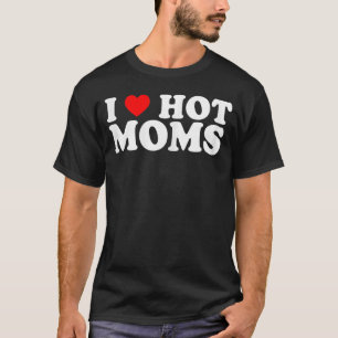 Camiseta Adoro Mães Quentes Coração Vermelho Mães de Amor