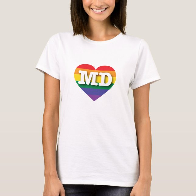 Camiseta Adoro Maryland Rainbow Heart (Frente)