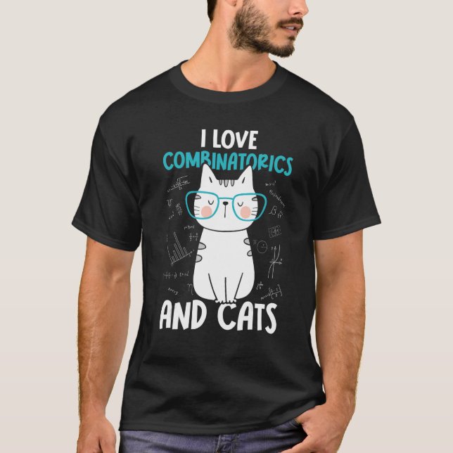 Camiseta Adoro Matemática e Combinações de Gatos 1 (Frente)