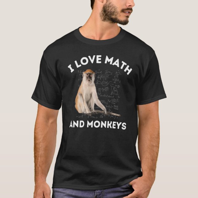 Camiseta Adoro Matemática e Macacos Macacos, Macacos, Sobre (Frente)