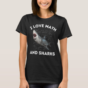 Camiseta Adoro Matemática e Tubarões, professor de Álgebra