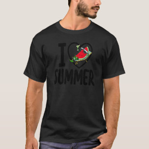 Camiseta Adoro Melancia de Verão Mulheres Adoram Fruta de M