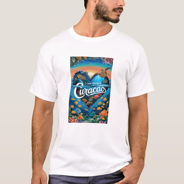 Camiseta Adoro mergulhar em Curacao (Frente)