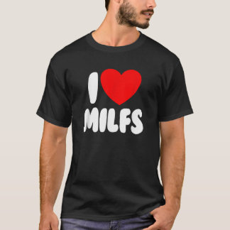 Camiseta Adoro MILFS Red Heart Love Hot Mães I Love MILFS
