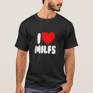 Camiseta Adoro MILFS Red Heart Love Hot Mães I Love MILFS