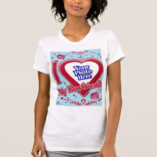 Camiseta Adoro Minha Foto Namorado Vermelha Corações Vermel