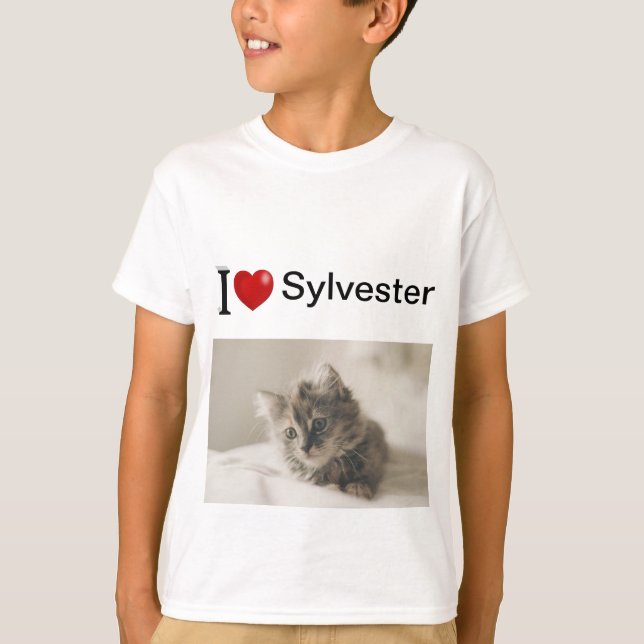 Camiseta Adoro minha foto personalizada do gato (Frente)