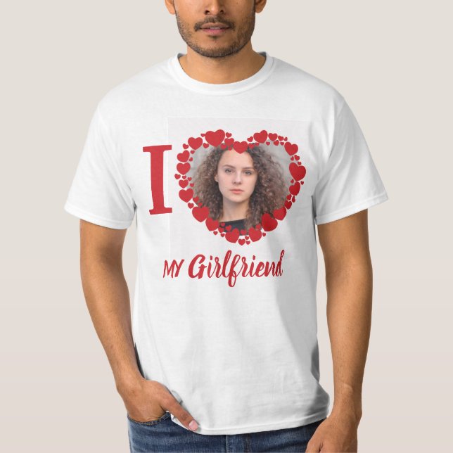 Camiseta Adoro Minha Foto Personalizada Namorada, Engraçada (Frente)