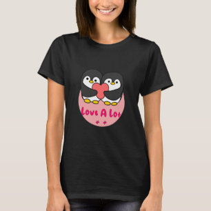 Camiseta Adoro muito pinguins bonitinhos Kawaii segurando c