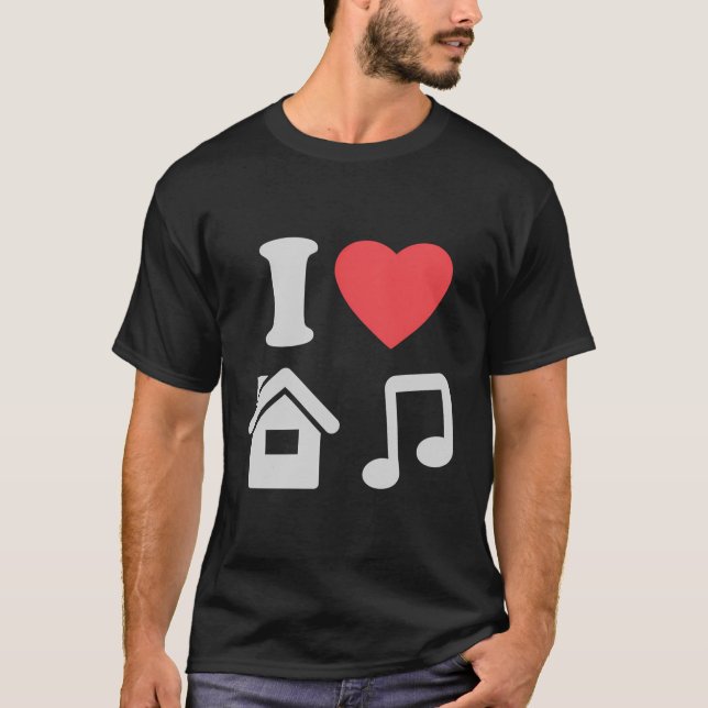Camiseta Adoro Música House I Heart House Música Engraçada (Frente)