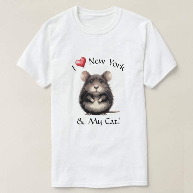 Camiseta Adoro Nova York e meu gato (Frente do Design)