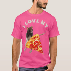 Camiseta Adoro NY Pizza e Ratos de Pizza Amantes de Ratos E