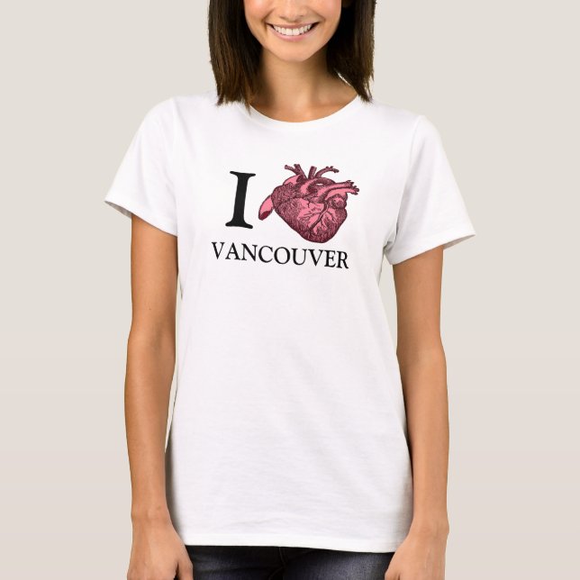 Camiseta Adoro o coração anatomicamente correto de Vancouve (Frente)