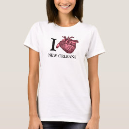 Camiseta Adoro o coração de Nova Orleans anatomicamente cor