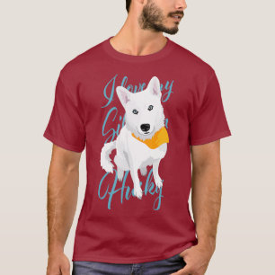Camiseta Adoro o meu cão de neve branco siberiano Husky