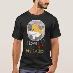 Camiseta Adoro o meu gráfico Calico Moon Chats Calico