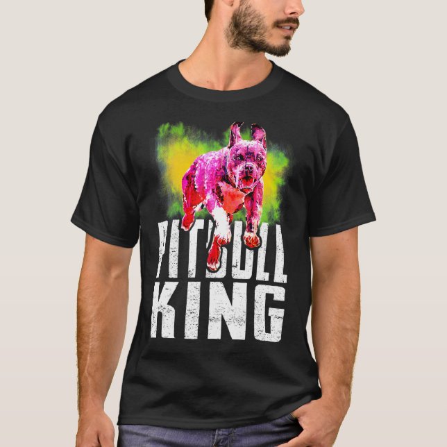 Camiseta Adoro O Meu Resgate Pittie Pai Pitbull King Ad (Frente)