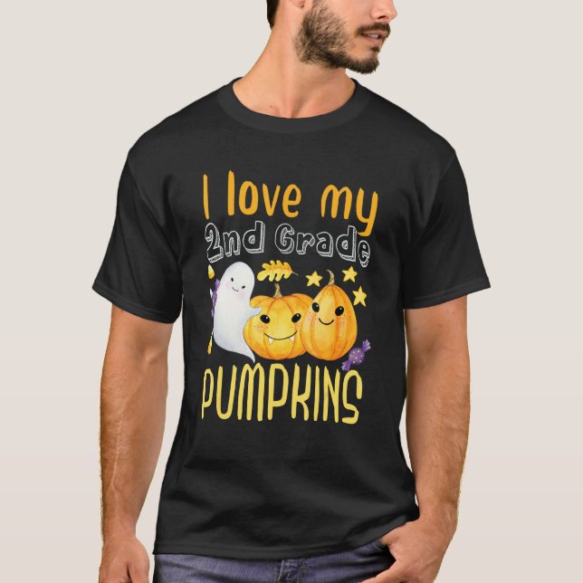 Camiseta Adoro O Meu Segundo Grau Pumpkins Engraçado Salão  (Frente)
