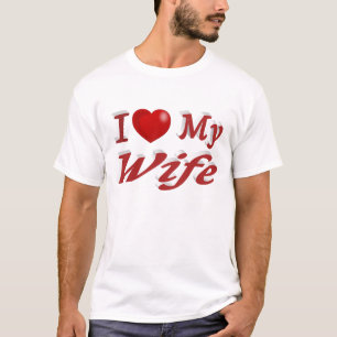 Camiseta Adoro o texto vermelho fofo da minha esposa
