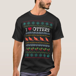 Camiseta Adoro Otters Xmas Feia Doce Amor Ideia
