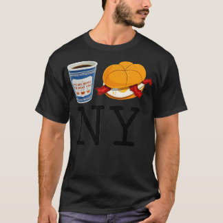 Camiseta Adoro Ovo de Bacon de Nova Iorque e Queijo e Café