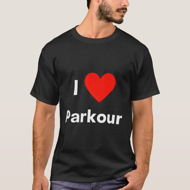 Camiseta Adoro Parkour Com Um Vermelho (Frente)