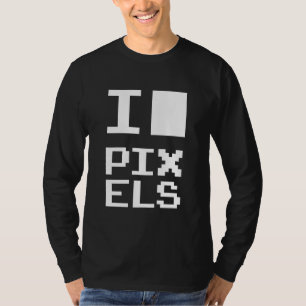 Camiseta Adoro Pixels, design de geek, arte de pixel