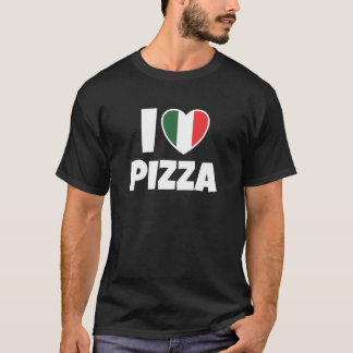 Camiseta Adoro Pizza com Bandeira e Coração da Itália