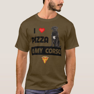 Camiseta Adoro Pizza e a minha Comida de Cão-Pepperoni