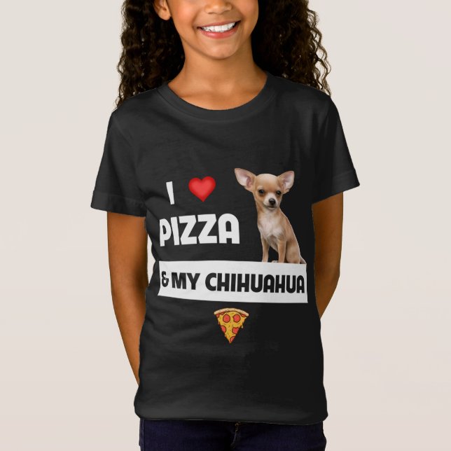 Camiseta Adoro Pizza e Pepperoni, dono do cachorro Chihuahu (Frente)