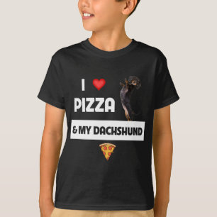 Camiseta Adoro Pizza e Pepperoni, dono do cão Dachshund
