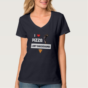 Camiseta Adoro Pizza e Pepperoni, dono do cão Dachshund