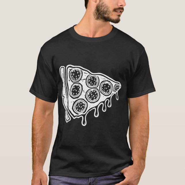 Camiseta Adoro Pizza para Homens Mulheres Crianças Divertid (Frente)