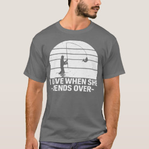 Camiseta Adoro quando ela se curva sobre a pesca Engraçada