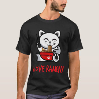 Camiseta Adoro Ramen Noodle Cat Mulheres Adolescentes Menin