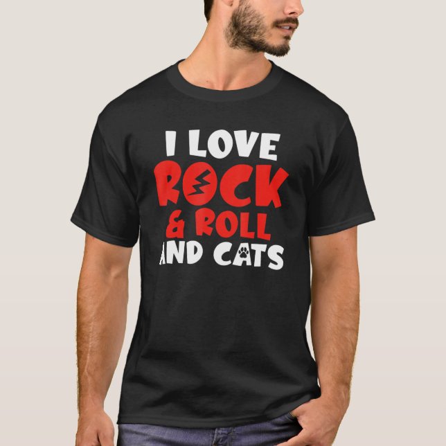 Camiseta Adoro Rock and Roll e Cats Rocker (Frente)