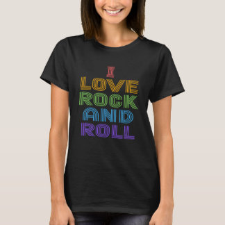 Camiseta Adoro Rock and Roll Rainbow LGBT 70s Disco 70 s