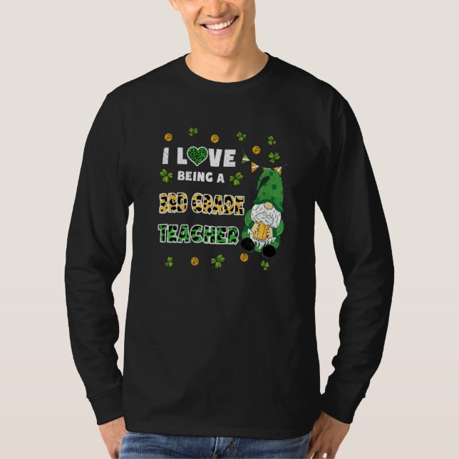 Camiseta Adoro Ser Professora Do 3º Grau Gnomo St Patricks  (Frente)
