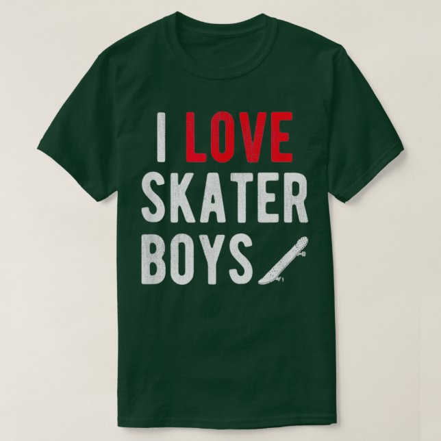 Camiseta Adoro Skater Boys I Heart Skater Boys para Skatebo (Frente do Design)