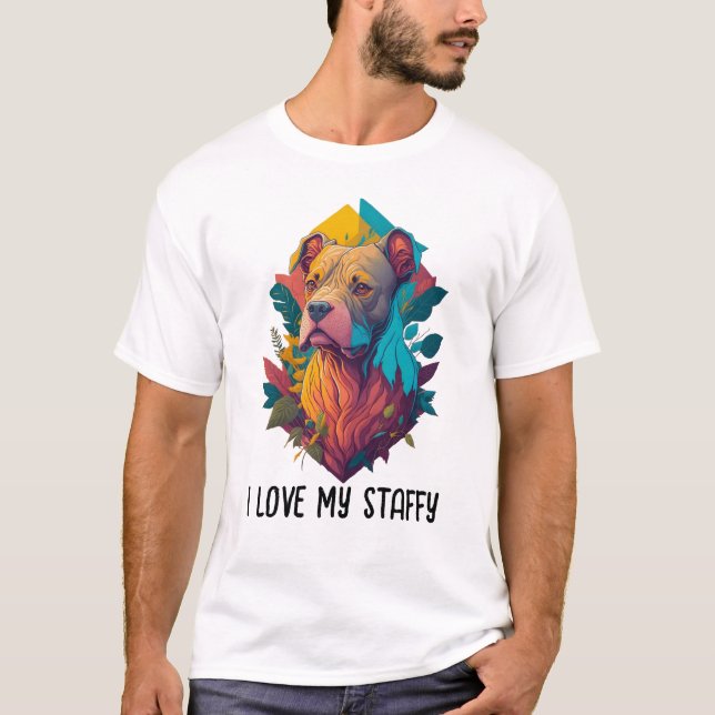 Camiseta Adoro Staffy - Staffordshire Bull Terrier Lover (Frente)