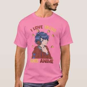 Camiseta Adoro Tacos E Animes - Cute Kawaii - Manga Otaku