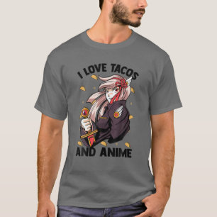 Camiseta Adoro Tacos E Animes - Kawaii Cute - Manga Otaku